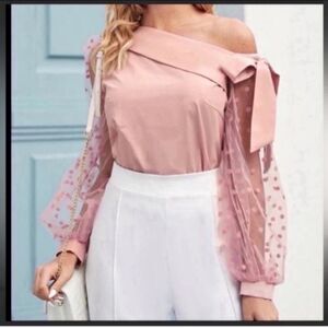 New Asymmetrical Sleeve Top Size XS